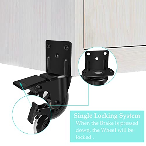 Hirate 2.5" L-Shaped Plate Swivel Caster With Brake Dual Bearing Mute Industrial Casters Wheels Loading Capacity 500 Lbs For Carts Trolley (2 With Brakes & 2 Without) #TOP3