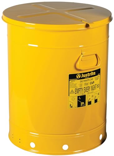 Justrite 09711 21 Gallon Oily Waste Can with Out Lever Yellow