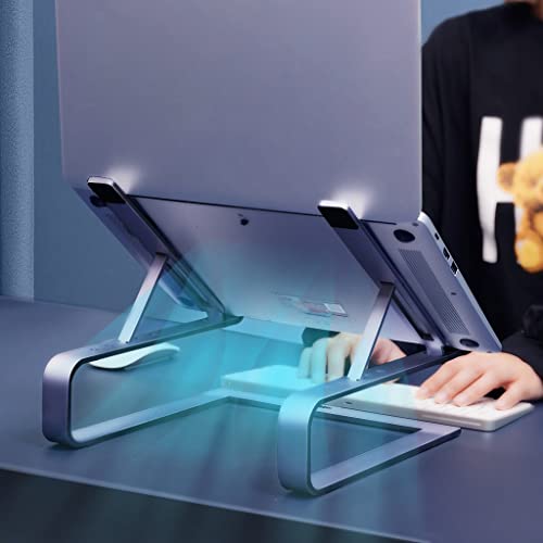 Soporte para computadora portátil de aleación de aluminio con estante elevado premium gris 5