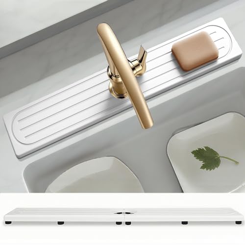Faucet Mat for Kitchen Sink with Raised Feet Stone Sink Mat Quick Dry around Faucet Water Absorbent Stone Tray Sink Splash Guard & Protectors Stone Drying Mat for kitchen Counter
