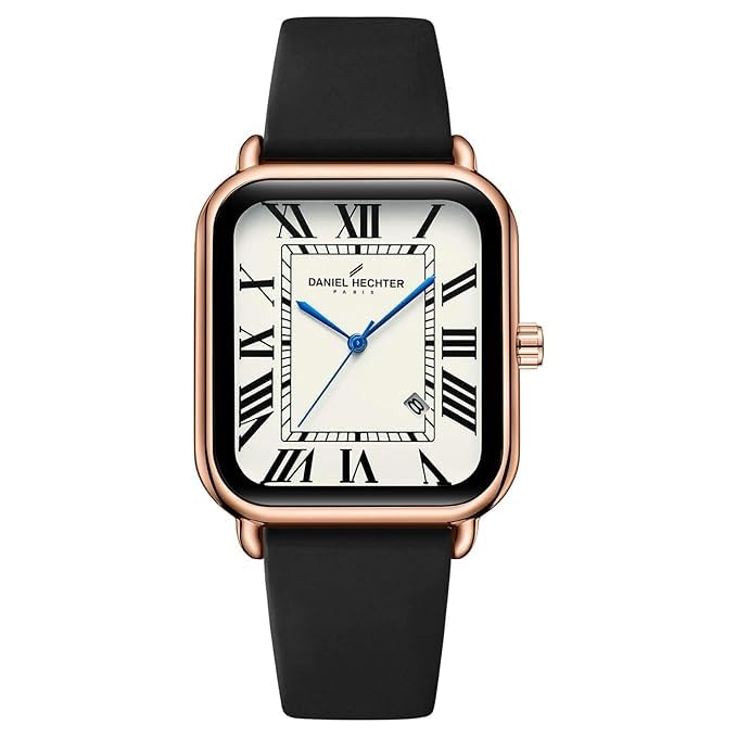Daniel Hechter Plaisance Collection Square Watch for Women - White dial, Roman Numerals with Minimalist Design