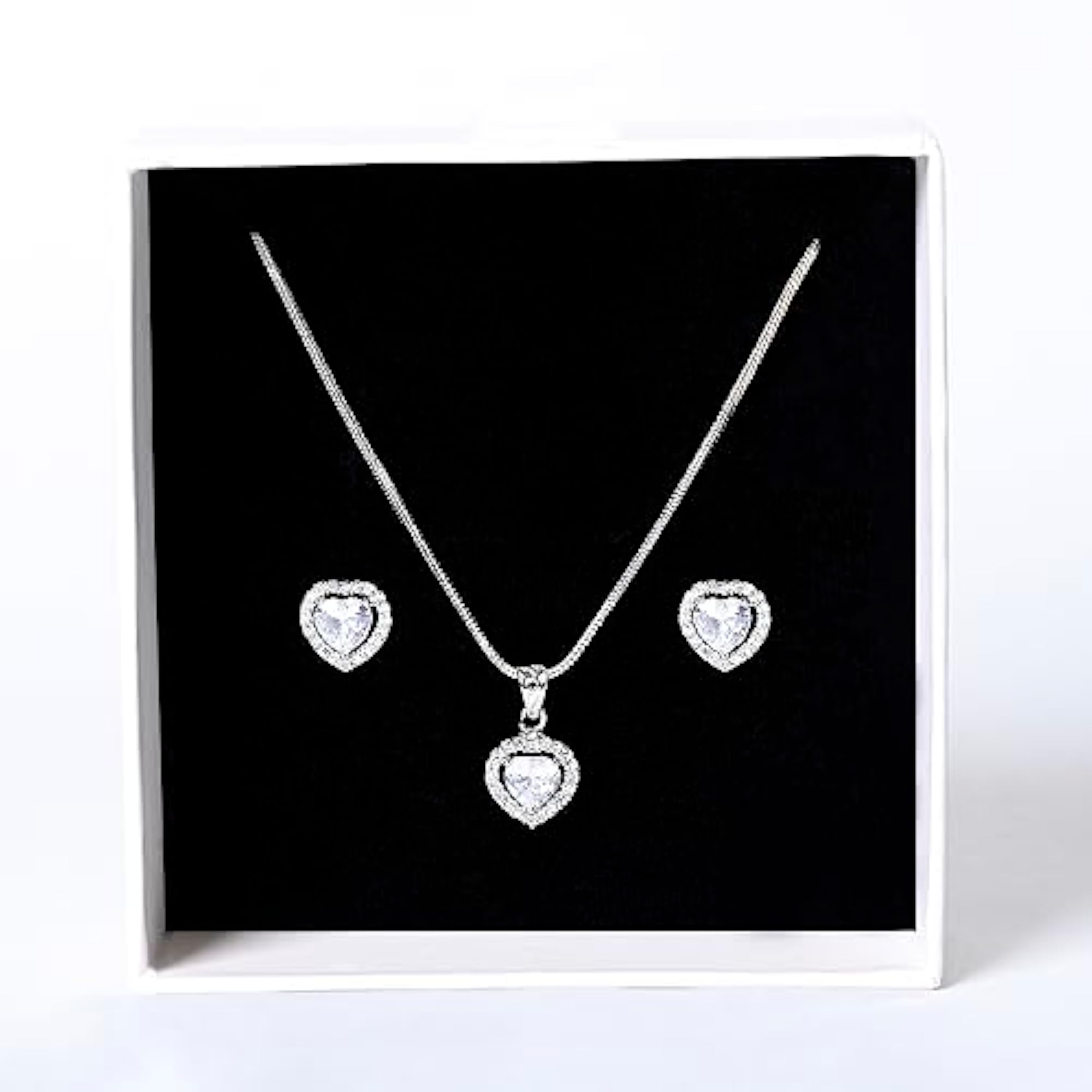 Princess Cut Pendant Set for Him & Her, Option in 10 Different Silver