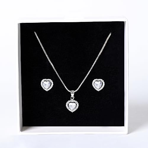 Princess Cut Pendant Set for Him & Her, Option in 10 Different Silver