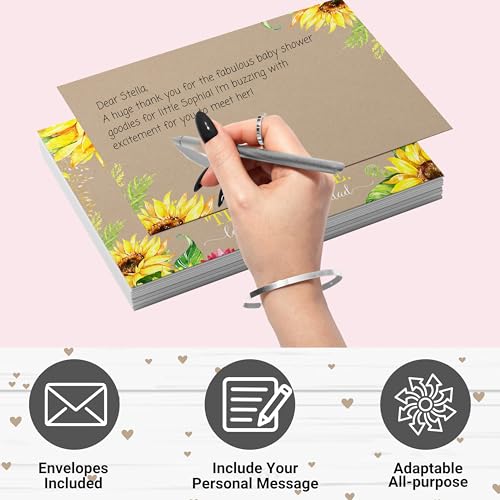 Sunflower-Baby-Shower-Thank-You-Cards-with-Envelopes-15-Pack-Blank-Notes-with-Prefilled-Message-for-Girls-Rustic-Cute-Stationery-Set-4×6-Notecards-for-Personalizing-Registry-Gifts Sunflower Baby Shower Thank You Cards with Envelopes 15 Pack Blank Notes with Prefilled Message for Girls Rustic Cute Stationery Set 4×6 Notecards for Personalizing Registry Gifts