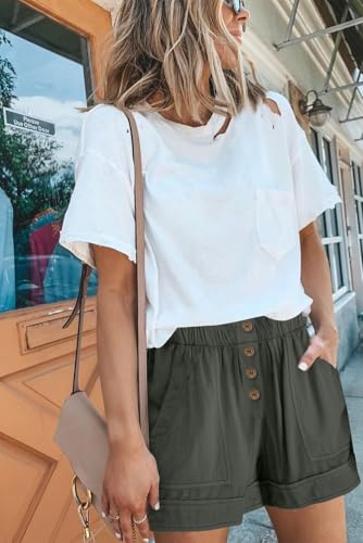 Image of KISSMODA Womens Summer Shorts Leopard /Camo /Solid /Floral Print Elastic Waist Pocketed Casual Pants