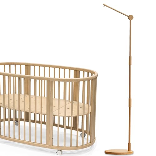 Image of Lanttoe Wooden Floor-Standing Crib Mobile Arm Pro 61 Inches for Baby Nursery-Movable Baby Mobile Hanger with Strong Anti-Dumping Attachment-100% Natural Beech Wood-Thicker Wooden Pole-UpgradeThickened