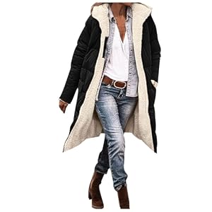 Manteaux d'hiver pour femmes UK, Manteau long à double face avec capuche, Manteau thermique imperméable pour le plein air pour la saison hivernale', Noir , XL
