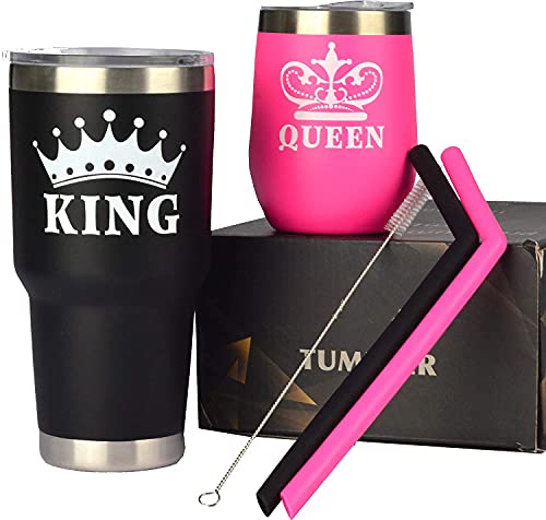 King & Queen Tumbler Set,King Queen Glass,King and Queen Cups for Couples,Couple Tumbler Set,Queen King Tumbler,King Queen Coffee Mug Set,King Queen Gifts,King Queen for Couples,Anniversary Gift