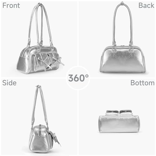 Image of Juoxeepy Ita Bag Cute Bow Purse Aesthetic Japanese Shoulder Bag Faux Leather Tote Bag Y2k Red Handbag Purse