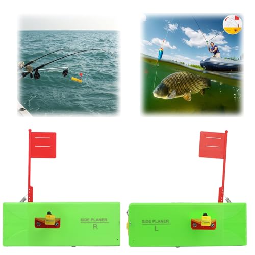 2 Pack Planer Board for Fishing, Fishing Tool Fishing,Medium Inline Side Planer Boards with Quick-Grip Snap Release, Ideal for Trolling Boat Fishing – Inshore & Offshore Use (Green1-2pc)