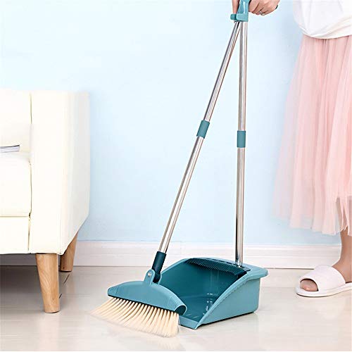 LVUNZJCA Besen und Kehrschaufel Set Haushaltsbequeme Besen-Kehrschaufel-Kombinations-Set Reinigungsbesen-Kombination für Kehren(Dark Green) – Bild 5
