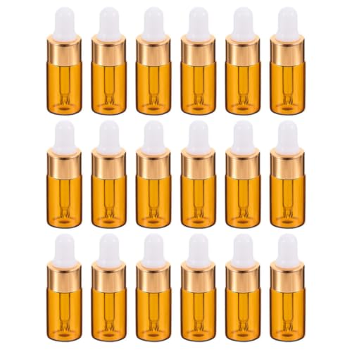 Image of 25Pcs 3ml Glass Dropper Bottle with Pipette for Travel Use | Translucent Orange Finish, 5x1.5x1.5cm Size, for Fragrance Oil and Massage Blends