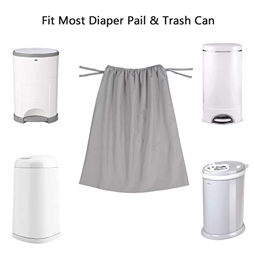 Image of Belsden 3 Pack Large Reusable Diaper Pail Liner, 28 inch x 30 inch Waterproof Washable Cloth Diaper Wet Dry Bags with Flexible Strings for Diapers, Laundry, Kitchen Garbage Cans, Lt Grey & Dark Grey & Black