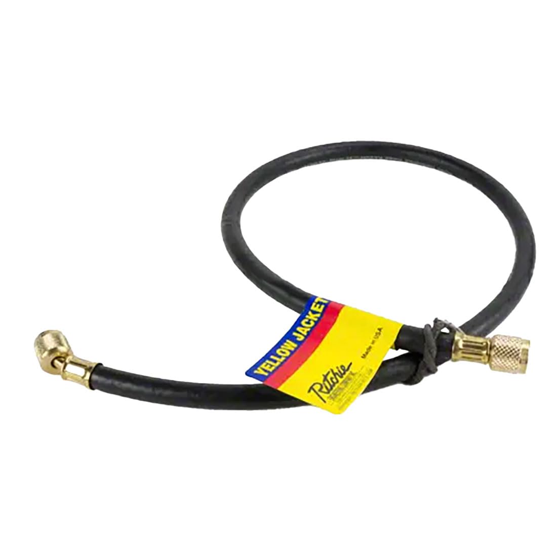 Yellow Jacket 15048 Plus II 1/4" Heavy Duty HCA Straight x Angle Charging Hose, 48", Black