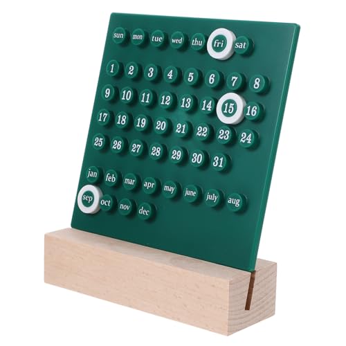 iplusmile Perpetual Desk Calendar Grüner Acryl Kalender Manuell Verstellbar Anzeige Tischdekoration Büro Home Langlebiger Wiederverwendbarer Kalender ohne Jahresangabe