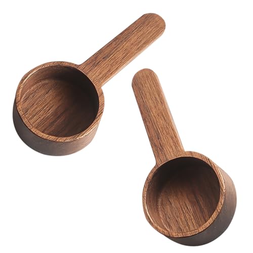 BIUDECO 2個 木製小型コーヒースプーン 容量 短柄レトロティースクープ 食品グレード材質 家用コーヒー豆 粉末 茶葉 調味料計量用
