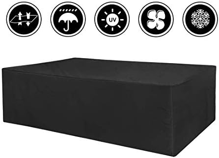 FLR 66x36x27in Patio Table Cover Veranda Rectanguler Black Waterproof Outdoor Dinner Protector Dust-Proof Table Desk Cover Furniture Covers with Storage Bags for Garden Outdoor Indoor Furniture Table