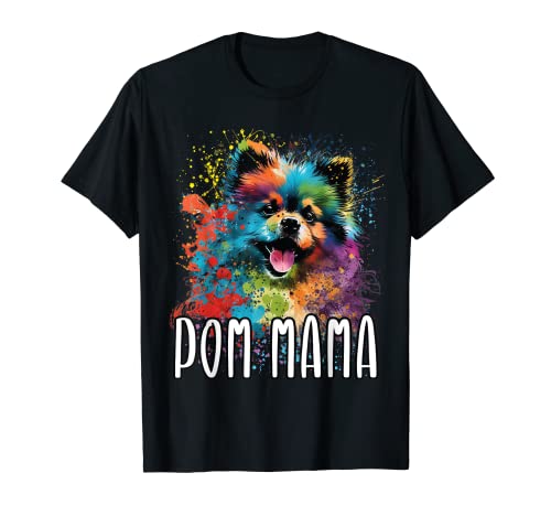 Colorful Splash Art Pomeranian Pom Mama Retrato de cachorro Camiseta