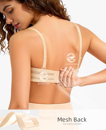 Image of Upushall Push Up Padded Bra Plunge T-Shirt Bras for Women Add 2 Cup Sizes
