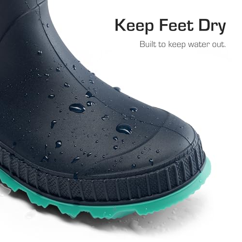 DREAM PAIRS Kids Rain Boots Easy-On Lightweight Non-Slip Outsole for Boys & Girls Outdoor Rainy Day Play3