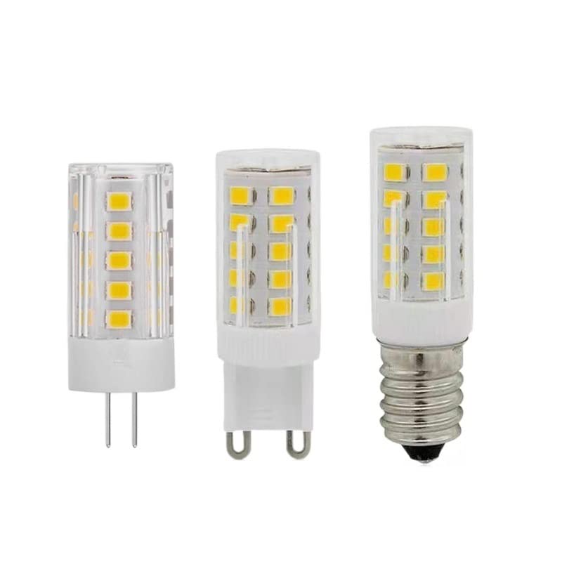 1fortunate Lights, Paquete de 50 Bombillas LED de maíz G9/G4/E14 AC220V 3W 2835SMD-33LED Cubierta de PC+lámpara de cerámica(White 6000K,E14 3W)