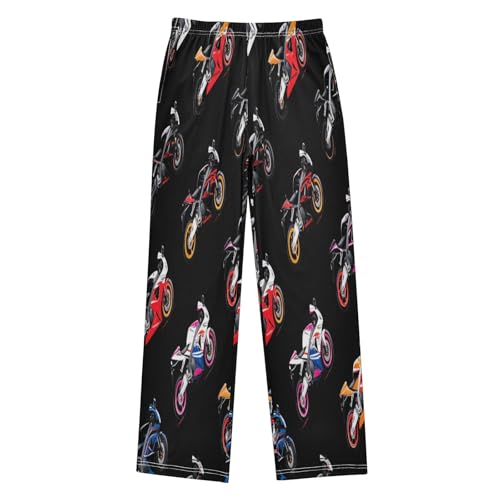 Colorful Sport Bikes Pajama Pants Soft Lounge Sleepwear PJ Bottoms with Elastic Waist Ages 6-14 Years
