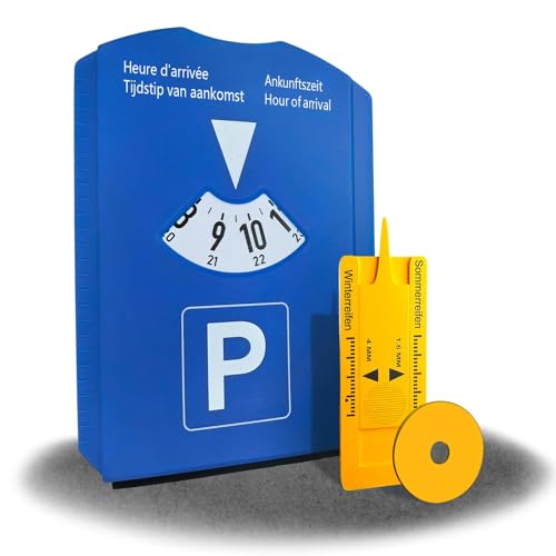 kinoco Disque de Stationnement Zone Bleue Multifonction, Gratte-Givre, Jauge de Pneus, Jeton de Caddie, PVC Durable