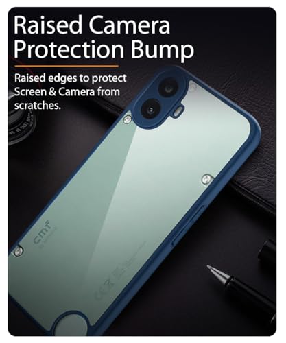 Image of WOW IMAGINE Shockproof Hybrid Back Cover for Nothing CMF Phone 1 | Hard Slim fit Back Case | PC & TPU | Clear Transparent Case - Blue