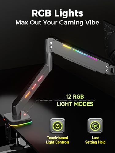 Image of Suptek Single RGB Monitor Mount for 17-34-35'' Screen up to 24lbs, Gas Spring Monitor Arm, Full Motion Adjustable Desk Stand, Black, MDXDJ