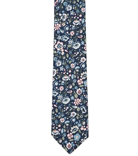 Image of BELLUNO Men's Cotton Floral Skinny Tie, 2.5 inch Width, with Gift Box