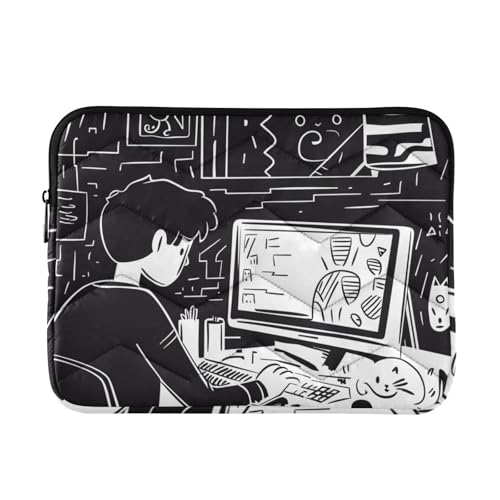 Funda para portátil 13-14 pulgadas estilo cómic blanco y negro miniatura 1