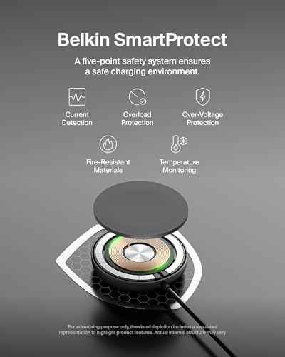 Image of Belkin Magnetic Wireless Charging Pad Qi2 15W w /Kickstand - MagSafe-Compatible Qi2-Certified Wireless Charger for iPhone 17, Samsung Galaxy S25, AirPods, & More w /Power Supply Included - Black