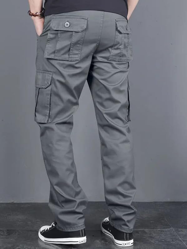 Image of Men's Casual Cargo Pants | Regular Fit Multi-Pocket Trousers-