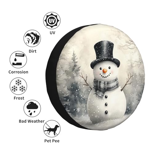 Image of Christmas Snowman Spare Tire Cover Winter Weatherproof Universal Wheel Protectors Christmas New Year Wheel Covers for Rv Camper Travel Trailer SUV Truck 16 Inch Holiday Xmas Decor