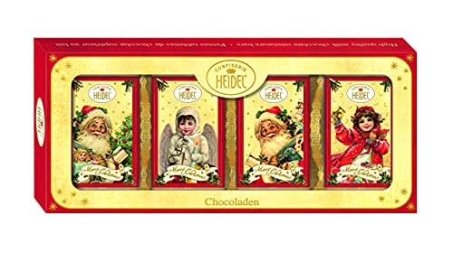 Heidel – Geschenkbox mit Schokolade für Weihnachten – feine Schokoladentafeln in einer Präsentbox – Chocoladen-Präsent Weihnachts-Nostalgie, 8 kleine Schokoladentafeln