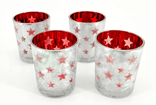 Decoline Teelicht-Halter 4 Stück aus Glas rot