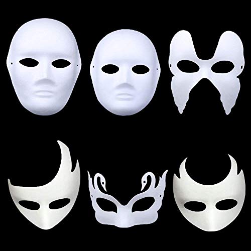 Meimasks Diy White Paper Mask Pulp Blank Hand Painted Mask Personality Creative Free Design Mask 5Pcs (V Face) #TOP2
