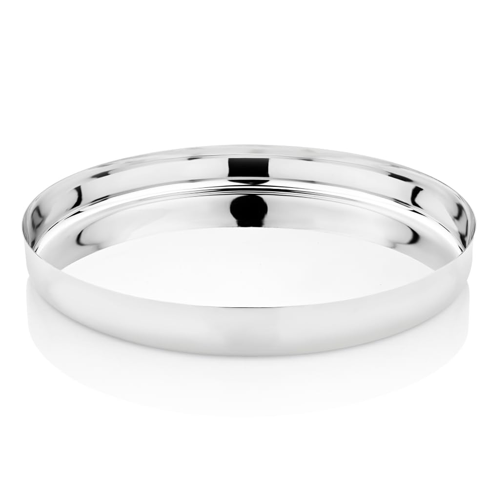 Vinod Stainless Steel Traditional Plate/Bhojan Thali/Khumcha Thali Set of 2, Size: 30 cm