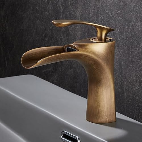 Robinet lavabo laiton antique cascade rétro élégant