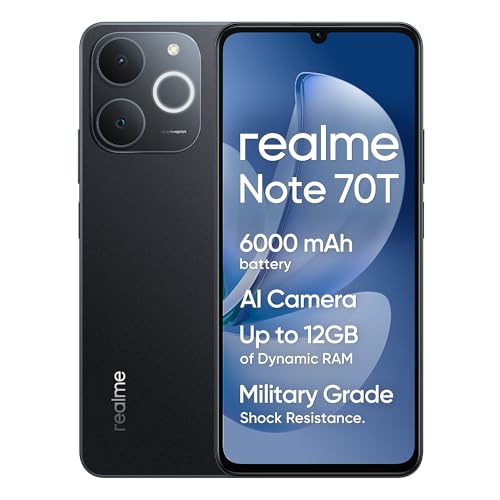 realme Note 70T Smartphone, 4+64GB, Batteria di lunga durata da 6.000 mAh, Protezione ArmorShell™,...