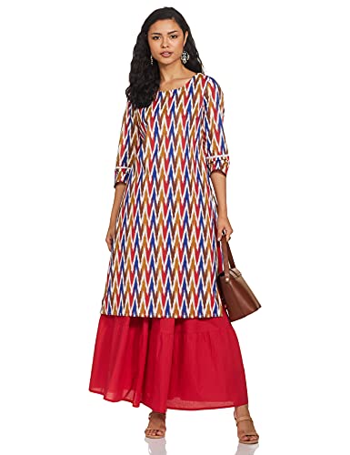Image of Amazon Brand - Myx Women's Printed Kurta and Pant Set in Cotton (Available in Plus Sizes)