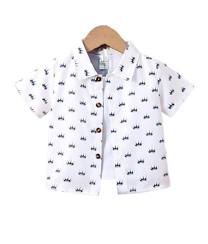 Image of Boys Short Sleeve Button Down Shirts, Plaid and Striped Pattern, Cotton Casual Tops, Pack of 2