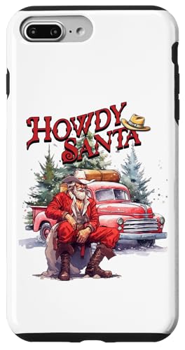 Western Christmas Santa Cowboy Red Howdy Red Truck X}zP[X iPhone 7 Plus/8 Plus p