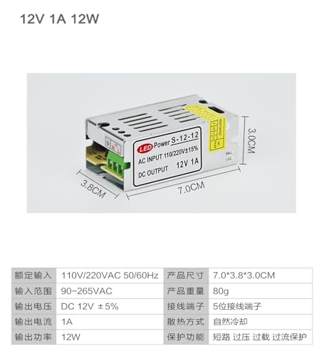 Boîte lumineuse transformateur stable 12V 1A alimentation continue - 3