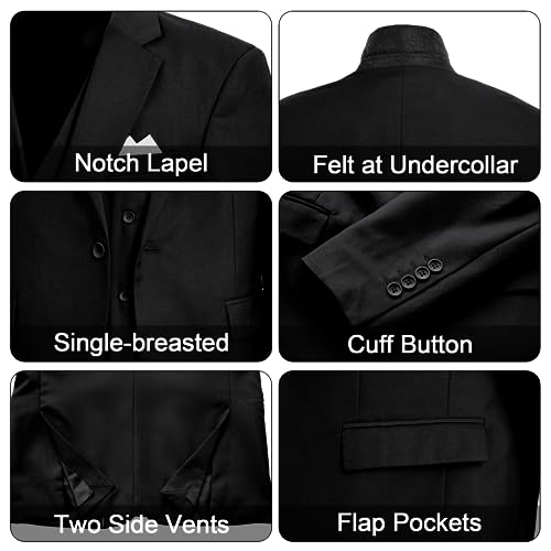 MAGE MALE Mens 3 Piece Suits Slim Fit Tuxedo Suit Set Soild Prom Wedding Suits One Button Blazer Vest Pants Set with Bow Tie4