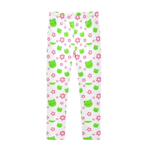 Girls Leggings Size 4T Frog Flowers Stretchy Tights Girl Clothes Comfortable Pants for Dance Running