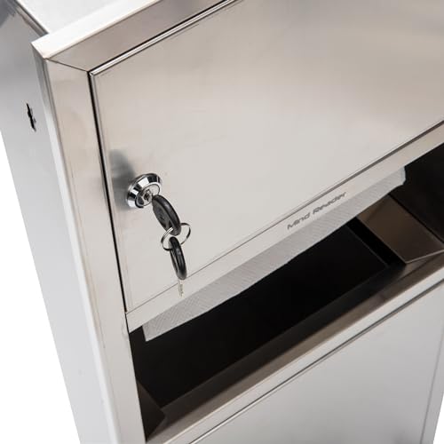 Image of Mind Reader Paper Towel Dispenser and Trash Can, Wall-Mounted, Bathroom, Stainless Steel, 13.5 inch L x 29.5 inch H x 5.75 inch D, Silver