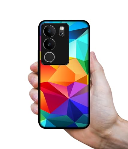 Image of Colorful Pattern Design Premium 2D Printed Metal Back Case Cover for Vivo V29 5G / V29 Pro 5G