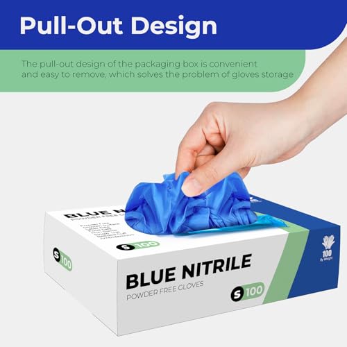 The Real Touch Blue Nitrile Disposable Gloves, Powder-Free, Latex-Free, Ideal for Medical, Food Handling, Cleaning, and Multi-Purpose Use (Box of 100) (Small) - Image 3