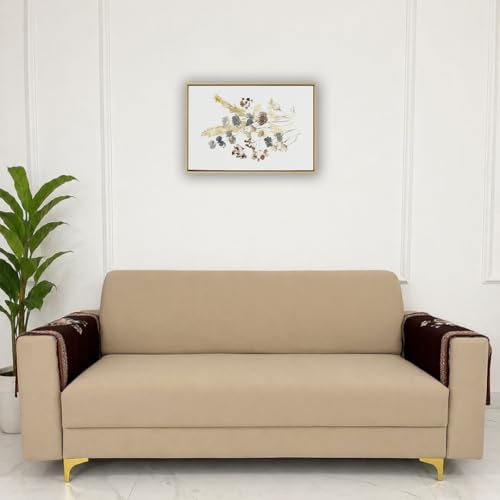 Image of Homerz 'Brooklyn Series' Premium Sofa Cover | Quilted Floral Design | Non-Slip Washable Sofa Protector | Soft Anti Slip Fabric (Brown, 2 pc Armrest, Armrest)